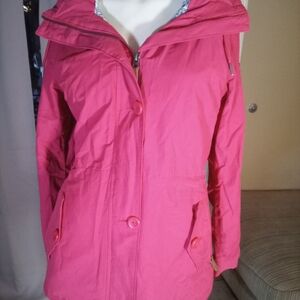 Columbia Pink Utility Jacket with Hood and Water-Resistant Fabric